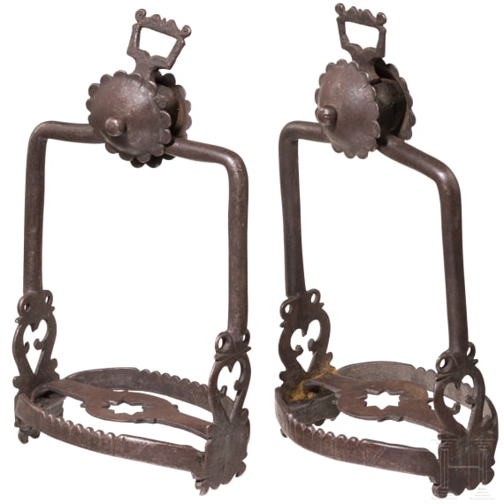 A pair of German iron stirrups, ca. 1600