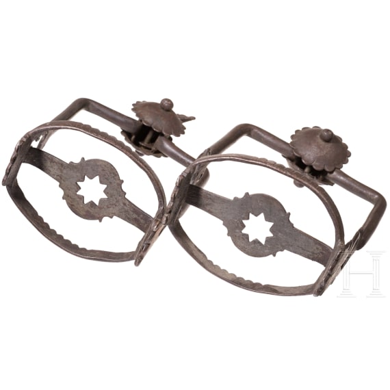 A pair of German iron stirrups, ca. 1600
