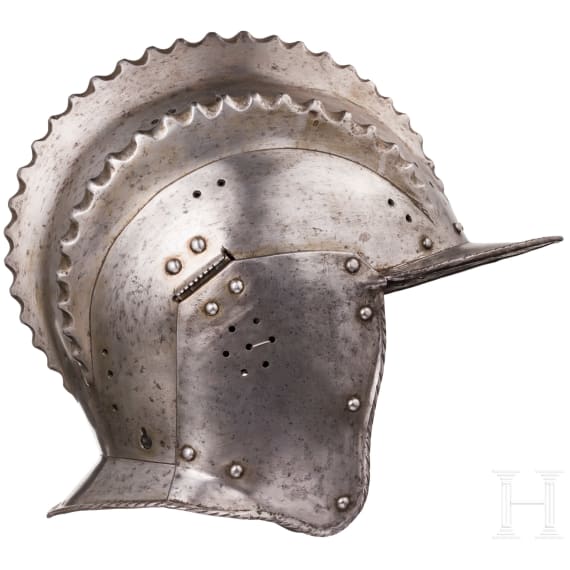 Sturmhaube mit drei K&auml;mmen, s&uuml;ddeutsch, wohl Augsburg, um 1530/40