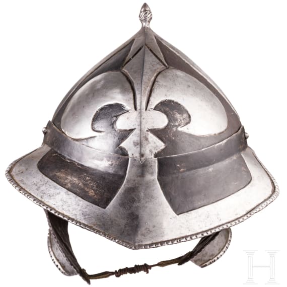 A north German black-and-white burgonet, mid 16th century