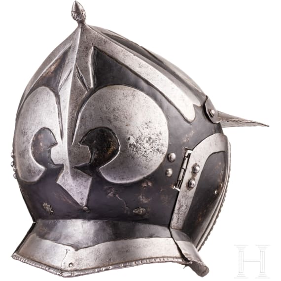 A north German black-and-white burgonet, mid 16th century