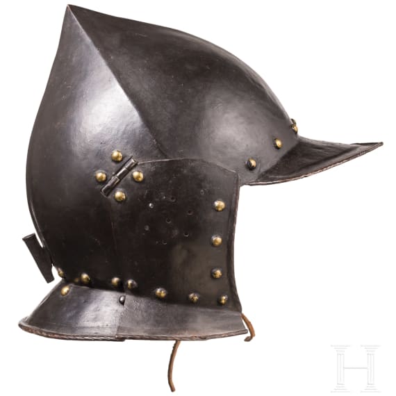 A blackened German burgonet, mid-16th century