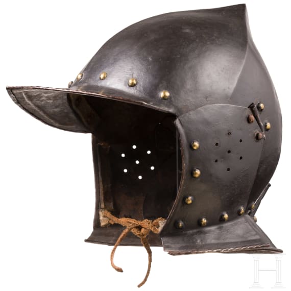 A blackened German burgonet, mid-16th century