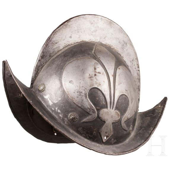 A North German black and white morion, circa 1600
