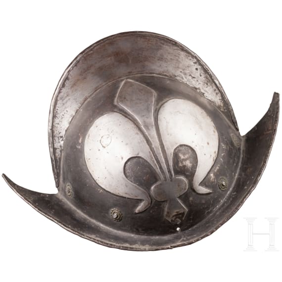 A North German black and white morion, circa 1600