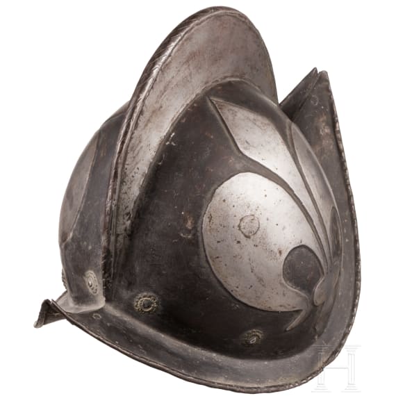 A North German black and white morion, circa 1600