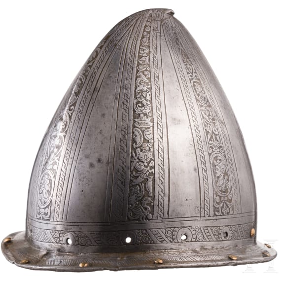 A Milanese or Pisan musketeer's helmet with etched decoration, ca. 1600