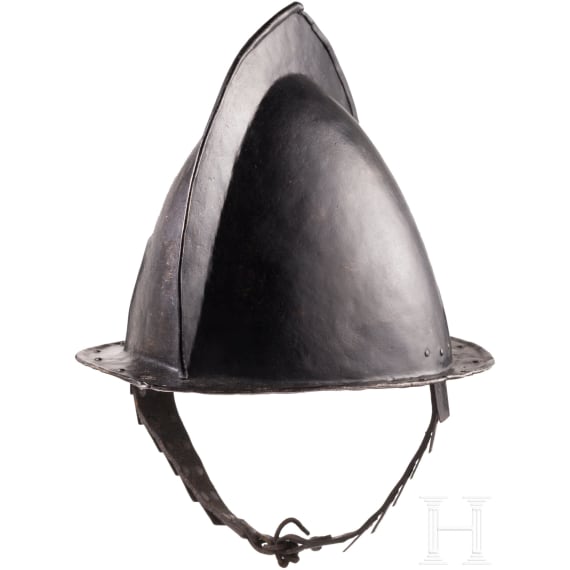 A Flemish blackened musketeer's helmet, ca. 1600