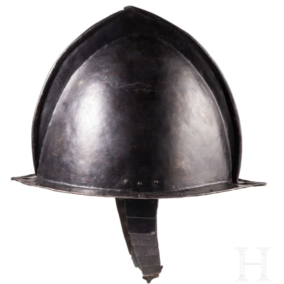 A Flemish blackened musketeer's helmet, ca. 1600