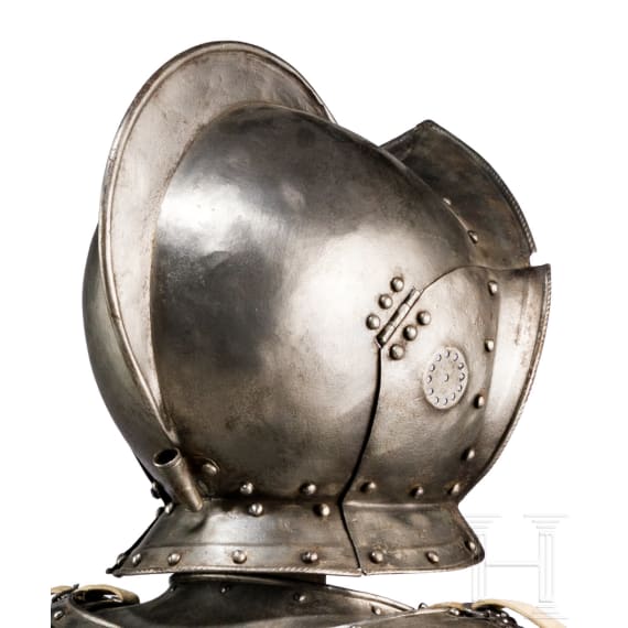 A German Victorian half armour in the style of 1600, including an authentic burgonet, circa 1900