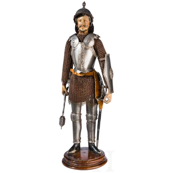 A Neapolitan knight figurine with miniature armour, 3rd quarter of the 19th century