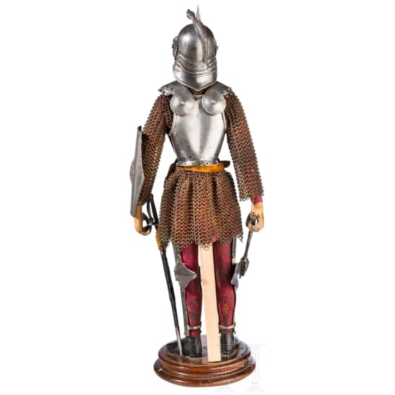 A Neapolitan knight figurine with miniature armour, 3rd quarter of the 19th century