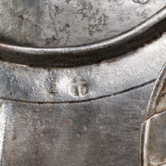 A German Victorian half armour in the style of 1600, including an authentic burgonet, circa 1900