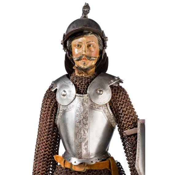 A Neapolitan knight figurine with miniature armour, 3rd quarter of the 19th century