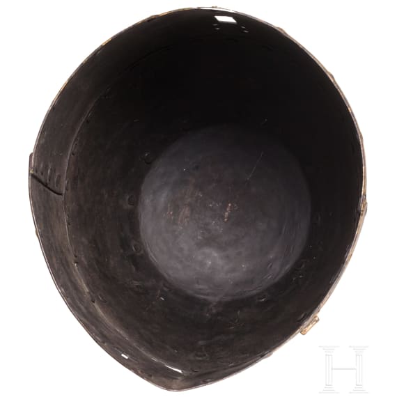 A German pot helmet in the style of 1350, reproduction, ca. 1980