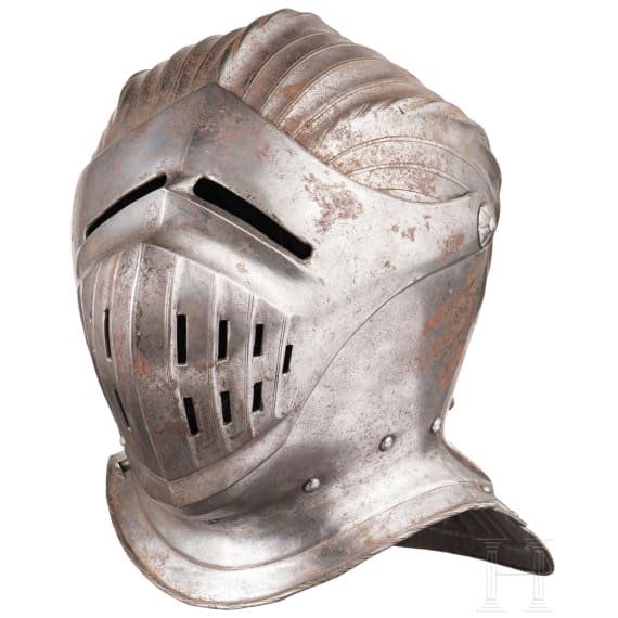A German maximilan close helmet, in the style of circa 1520, circa 1900