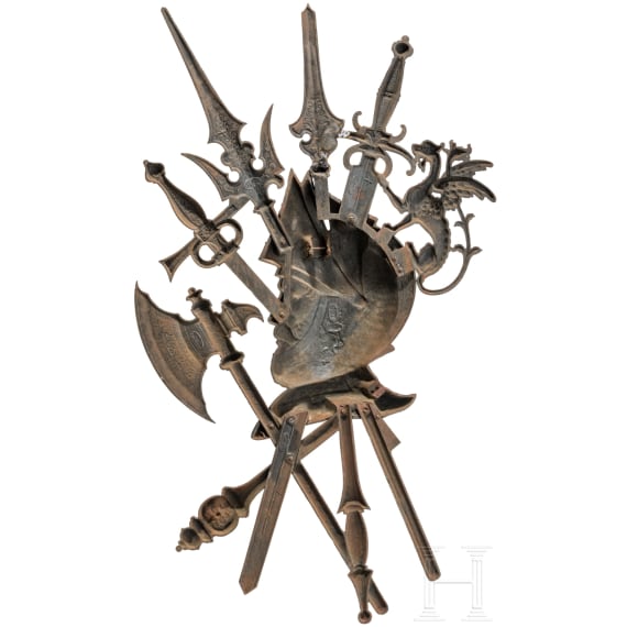 A decorative trophy shield, cast iron, Ilsenburg Foundry, circa 1880