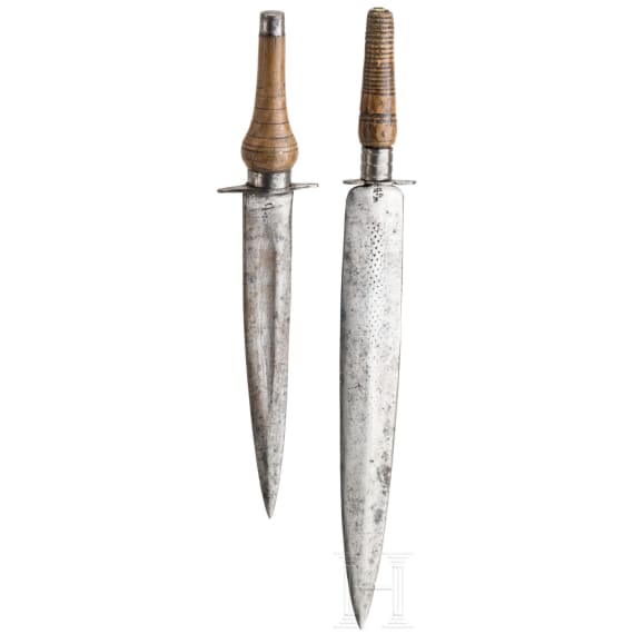 Two Spanish military plug bayonets, 17th century