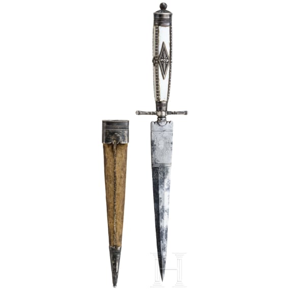 A silver mounted Italian dagger, ca. 1840