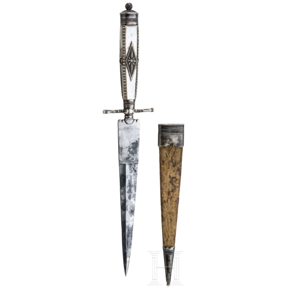 A silver mounted Italian dagger, ca. 1840