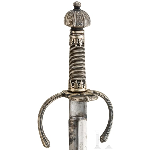 A fine silver mounted left-hand dagger in the Saxon style of ca. 1600, Anton Konrad, um 1920/30