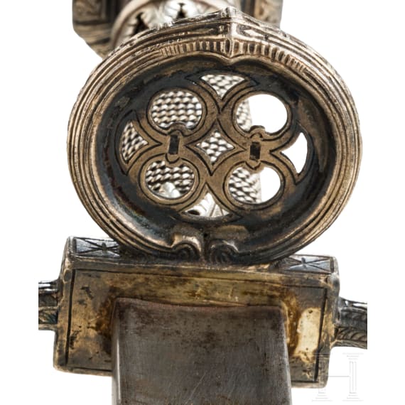 A fine silver mounted left-hand dagger in the Saxon style of ca. 1600, Anton Konrad, um 1920/30