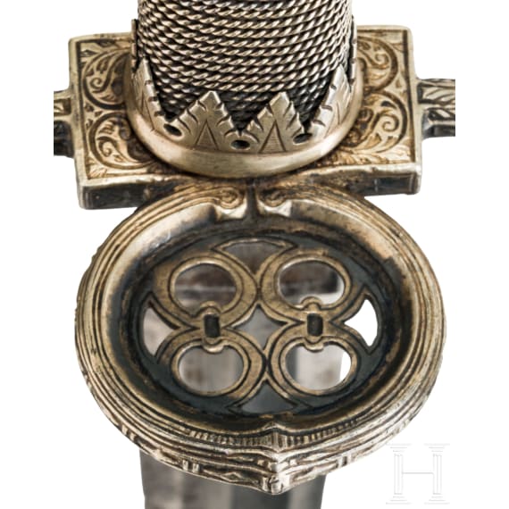A fine silver mounted left-hand dagger in the Saxon style of ca. 1600, Anton Konrad, um 1920/30