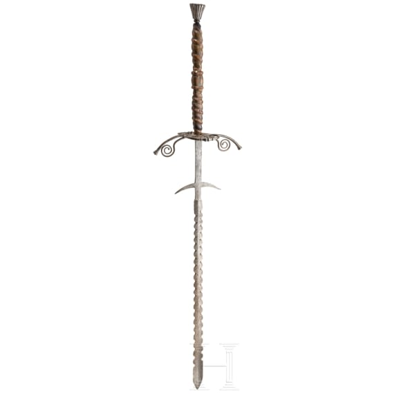 An Austrian or Swiss two-handed sword (flamberge), circa 1580