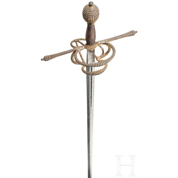 A fine Italian rapier with chiselled and gilt guard, probably Milan, circa 1580/90