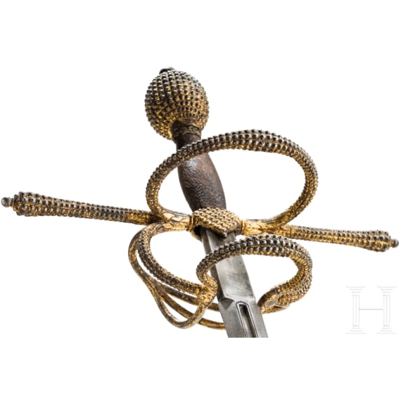 A fine Italian rapier with chiselled and gilt guard, probably Milan, circa 1580/90