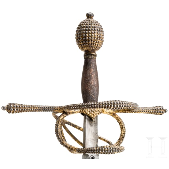 A fine Italian rapier with chiselled and gilt guard, probably Milan, circa 1580/90