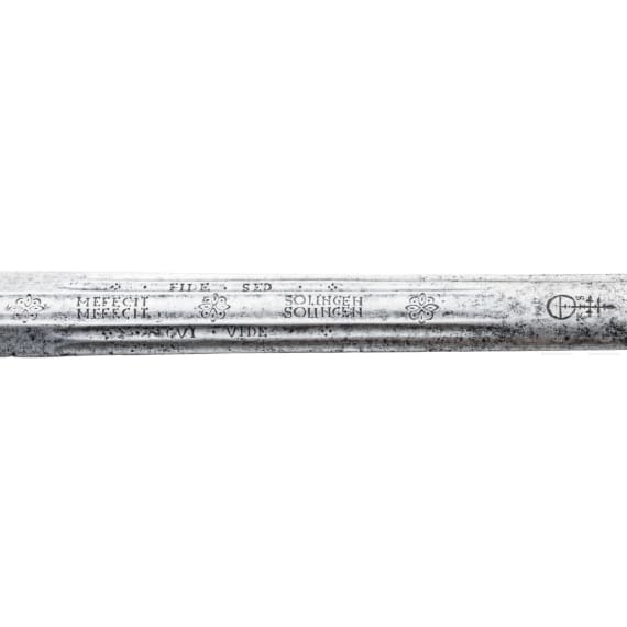Rapier vom Pappenheimer Typus mit niedrigem Korbgef&auml;&szlig;, Solingen, um 1620