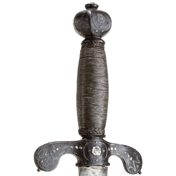 Silbertauschierter Stadtschwert, deutsch, datiert 1664
