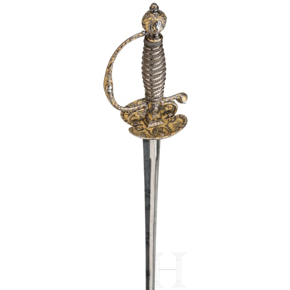 Bedeutender eisengeschnittener Galadegen mit den Portraitb&uuml;sten der franz&ouml;sischen K&ouml;nige, Frankreich, um 1730