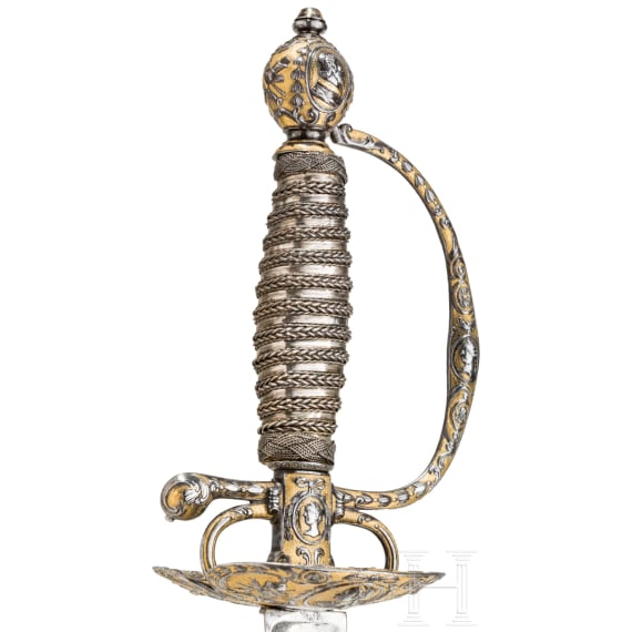 Bedeutender eisengeschnittener Galadegen mit den Portraitb&uuml;sten der franz&ouml;sischen K&ouml;nige, Frankreich, um 1730