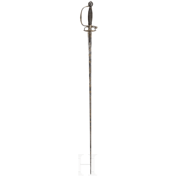 Eisengeschnittene Galadegen mit jagdlichem Dekor, Frankreich, um 1730