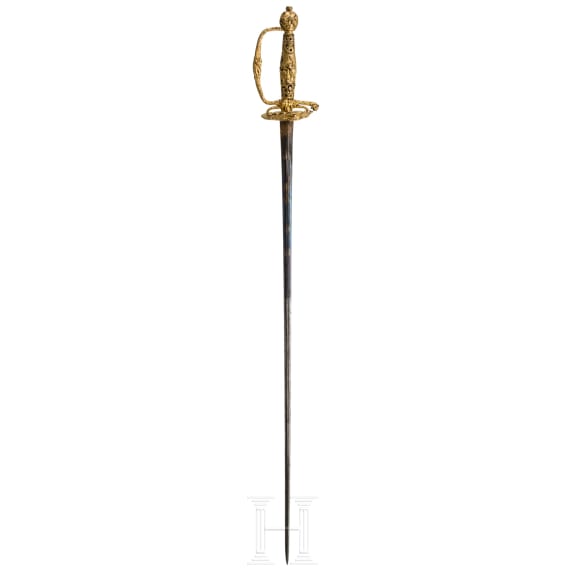 Vergoldeter Galadegen mit Darstellung der Aufgaben des Herkules, Frankreich, um 1740