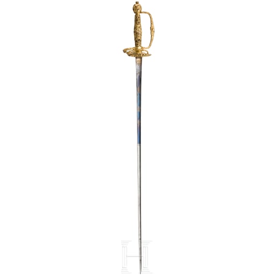 Vergoldeter Galadegen mit Darstellung der Aufgaben des Herkules, Frankreich, um 1740