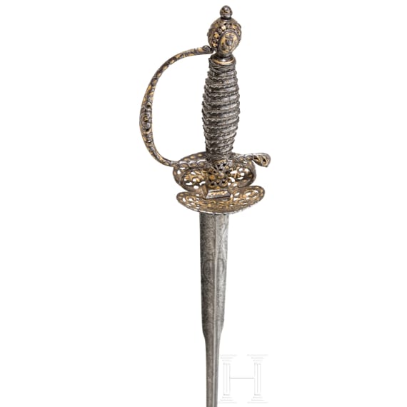 A French smallsword with chiselled and gilt decoration, ca. 1780