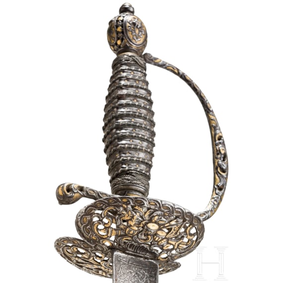 A French smallsword with chiselled and gilt decoration, ca. 1780