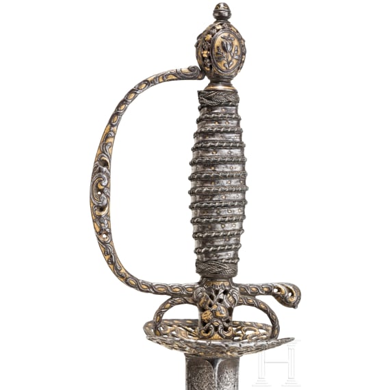 A French smallsword with chiselled and gilt decoration, ca. 1780