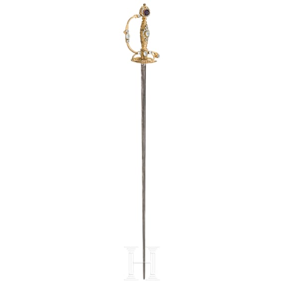 A ceremonial small sword set with stones, F&eacute;lix Escoffier, St. &Eacute;tienne, second half of the 19th century