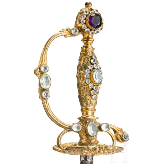 A ceremonial small sword set with stones, F&eacute;lix Escoffier, St. &Eacute;tienne, second half of the 19th century