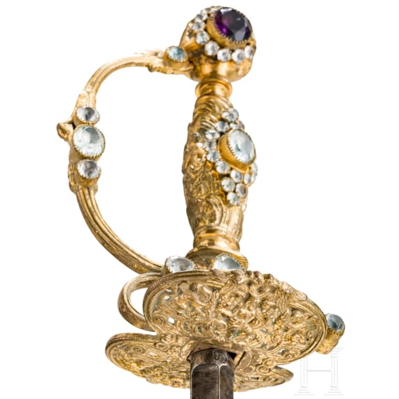A ceremonial small sword set with stones, F&eacute;lix Escoffier, St. &Eacute;tienne, second half of the 19th century