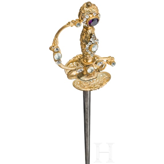 A ceremonial small sword set with stones, F&eacute;lix Escoffier, St. &Eacute;tienne, second half of the 19th century