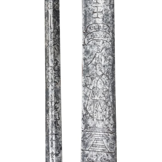 Two German blades for a Small sword and a hunting hanger, mid-18th century