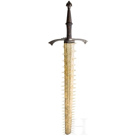 A Victorian German two-handed sword with sawfish blade in Renaissance style, 19th century