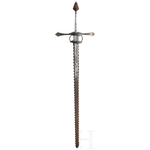 A hand-and-a-half sword with undulating edges in the style of circa 1600, 20th century