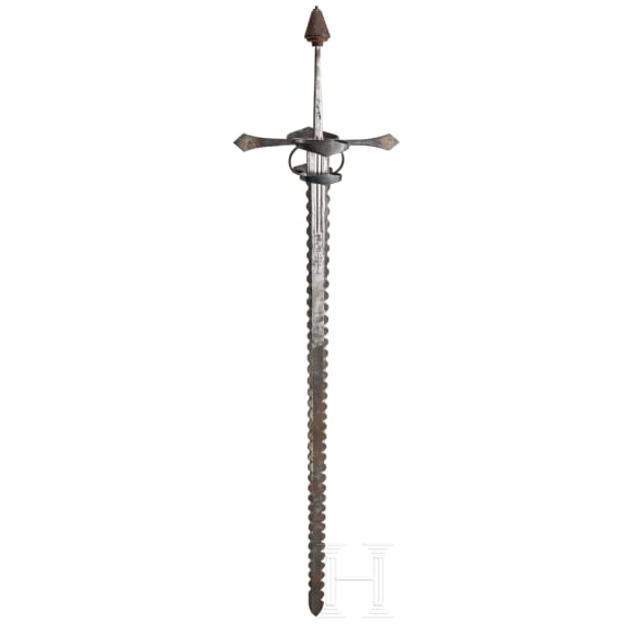 A hand-and-a-half sword with undulating edges in the style of circa 1600, 20th century