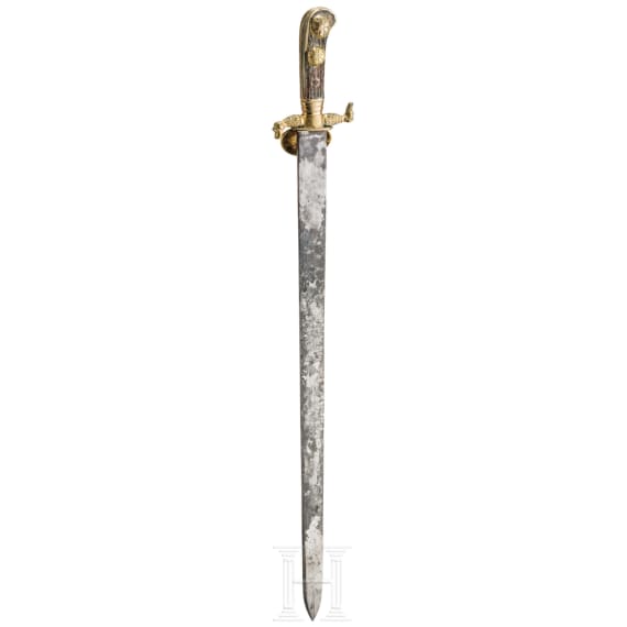 Jagdschwert mit vergoldetem Gef&auml;&szlig;, deutsch, um 1820
